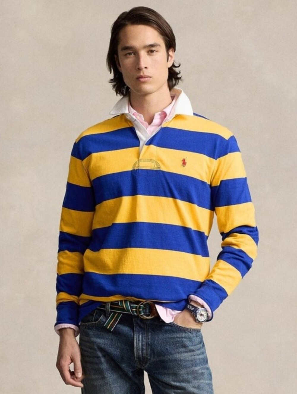 NWOT Polo Ralph Lauren M Big Stripe Relaxed Rugby Polo Old Money Preppy Sporty